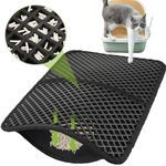 pecute Cat Litter Mat 46x33cm, Square Large Hole Cat litter Trapper Waterproof NonSlip Dual Layer Tray Mat Easy to Clean, Great for Kinds of Boxes and Litter