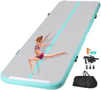 Panana Inflatable Gymnastics Air Tumbling Track Mat 10ft Tumble Mats 4 Inch Thickness Air Roller Gymnastics Barrel Back Handspring Trainer/Yoga/Training/Cheerleading/Water Beach Park, Light Green