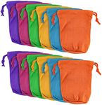 Super Z Outlet 7" x 4.5" Neon Colored Canvas Pouch Bags Sacks with Drawstring Closure for Birthday Party Favors, Snacks, Decoration, Jewelry, Gifts, Event Supplies (12 Bags)