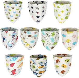 Vicloon Baberos para Bebé,10 PCS Baberos de Bandana de Algodón,Baberos para Bebé con Broches Ajustables,Babero Transpirable para Recién Nacidos,Bebés Unsex