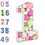 JoyBox Design 3FT Mosaic Balloon Frame Number 1 Light Up Numbers Pre-Cut Kit Thick Foam Board Decoration for Birthdays Anniversary Baby Shower