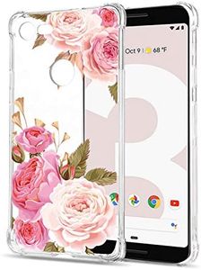 Floral Clear Google Pixel 3 Case for Women/Girls,GREATRULY Pretty Phone Case for Google Pixel 3 (2018),Flower Design Transparent Slim Soft TPU Shockproof Bumper Cushion Silicone Cover Shell,FL-K