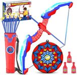 Kids Bow and Arrow Set LED Light Up Archery Set with 10 Suction Cup Arrows, 1 Archery Targets,3 Score Target for Kids Ages 3-12 Birthday Gifts Toys for 5 6 7 8 9 10 11 12 Year Old Boys Girls