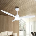 Soilsiu Ceiling Fans with Lights - 52" Low Profile Ceiling Fan and Remote, Flush Mount Ceiling Fan for Bedroom, Noiseless DC Motor, Reversible,3CCT, Dimmable (White)