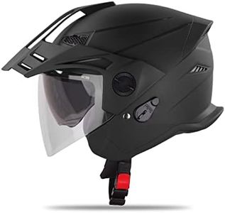 Steelbird SBH-23 GT Plus Open Face ISI Certified Helmet with Inner Sun Shield (Medium 580 MM, Dashing Black)