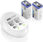 EBL 9V Li-ion Rechargeable Batteries (2PC) and Smart 9V Battery Charger