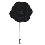 Black Velvet Handmade Flower/Rose Lapel Pin, Blazer, Jacket, Buttonhole, Corsage, Boutonniere,