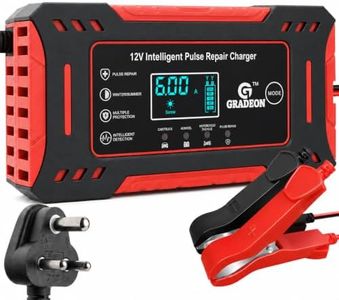 GRADEON Car Battery Charger, Battery Charger 12V, 6A Smart Automatic Trickle Maintainer Charger for Car Truck bike with Pulse Repair,Temperature Control,LED Display, for AGM, Gel & Lead Acid Batteries
