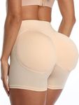 Brachy Women's Hip Padded Underwear Butt Lifter Panty Invisible Full Body Shaping Suit with Butt Lifting Underwear High Waist Hip Pad Enhancer Shorts. Beige