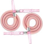 2 Pack Hookah Hose Washable 39'' Shisha Hose Acrylic Handle Leather Wrapped Pipe For Small Hookah Set (Pink)