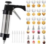 Cookie Press For Baking-Stainless Steel Cookie Press Gun+13 Cookie Discs+8 Icing Nozzles christmas cookie cutters Perfect for DIY Cookie Maker and Cake Icing (black)