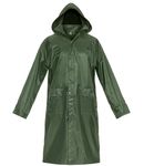 BWOLF POSEIDON Men's Raincoat Waterproof Long Rain Jacket Outdoor Reusable Rainwear with Hood, Green, L