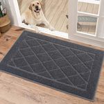 BEQHAUSE Dirt Trapper Door Mat 20" x 32", Non-Slip Doormat Washable Entryway Mat Dog Door Mat, Stain Resistant and Absorbent Welcome Mat for Front Back Door, Mud Wet Shoes & Paws, Dark Grey