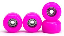 CNC Polyurethane Fingerboard Bearing Wheels, Pink - Set of 4 Wheels - Durable Material with a Hard Durometer - Teak Tuning