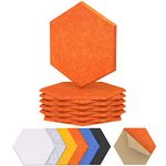 Self-adhesive Hexagon Acoustic Panels 12 Pack, TONOR 30x26x0.9cm High Density Sound Proof Panels Tiles for Walls, Absorbing Noise and Eliminating Echoes Acoustic Foam for Home Studio Orange