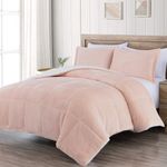 Chezmoi Collection Ultra-Soft Micromink Sherpa Comforter Set with 2 Pillow Shams Queen Size - Blush Reversible Plush Bedding Comforter 3-Piece Set Warm Winter Blanket