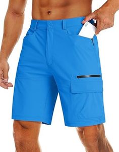 MAGCOMSEN Golf Shorts Men Stretch Hiking Quick Dry Shorts Cargo Shorts Outdoor Fishing Shorts Azure,30