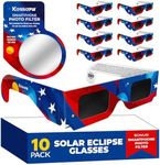 Solar Eclipse Glasses Approved 2024, (10 Pack) CE And ISO Certified Solar Eclipse Observation Glasses, Safe Shades For Direct Sun Viewing, Bonus Smartphone Photo Filter Lens, American Flag Design