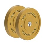 BODY REVOLUTION Olympic Weight Plates for 2" Barbells - Solid Colour Rubber Bumper Plates, Home Gym Equipment for Strength Training Workouts