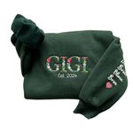 Generic Personalized Gigi Flower Embroidered Sweatshirt, Grandma Crewneck, Custom Mom Gift, Mother's Day Shirt Multicolor, Medium, Multicolor, Medium