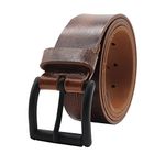 PELLE TORO Hunter Leather Belt for Men, Handmade Men's Belt for Jeans, Work or Casual Cowboy Style (Trouser Sizes 28in - 32in, Coffee)