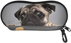 Pizding Glasses Case for Kids Cute - Large Size - Sunglasses Case Organizer Portable Soft Fits Most Glasses and Sunglasses Case Pug Dogs Design