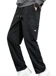 Vogaan Casual Solid Men's Regular Cargo Pants with Multiple Pockets | Cotton Cargos for Men | Men Cargo Pants (Black-36)