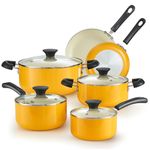 Cook N Home Pots and Pans Set Nonstick, 10-Piece Ceramic Kitchen Cookware Sets, Nonstick Cooking Set with Saucepans, Frying Pans, Dutch Oven Pot with Lids, Yellow