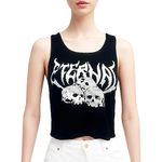 TAIKMD Women's Gothic Punk Tanks Racer Crop Tops Skull Print Eternal Letter Vest Camisole T-Shirt Girls Tees Streetwear (Black, Medium)