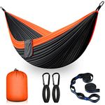 Camping Hammock Single Travel Hammock with Tree Straps Breathable & Quick Drying Parachute Nylon Hammocks Portable Hammock Swing for Outdoor Backyard, Orange