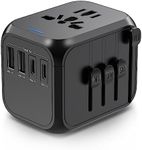 Universal Travel Adapter, International European Travel Plug Adapter with 2 USB C and 2 USB A Ports, All-in-1 Worldwide Travel Power Adaptor Charger for USA EU UK AUS