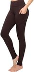 SATINA High Waisted Leggings for Women with Pockets | Women’s Leggings with Pockets | Yoga Pants | Regular & Plus Sizes Brown