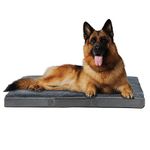 Nepfaivy Dog Bed Large Waterproof - Dog Bed for Large Dogs, Big Dog Crate Bed with Removable and Washable Cover, Dark Grey L(90cm×60m)