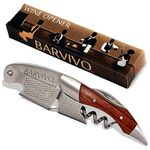 Barvivo Pekkawood Wine Opener with Foil Cutter Knife and Cap Remover, Double Hinged Manual Wine Key for Bartenders, Servers, Waiters, Stainless Steel Wine Bottle Opener Corkscrew