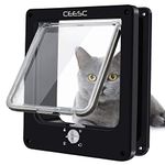 CEESC Cat Flap, Magnetic Pet Door with Rotary 4 Way Lock for Cats, Kitties and Kittens (Medium, Black)