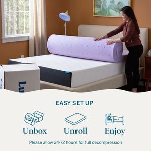 LUCID 4-Inch Lavender Memory Foam Mattress Topper, Queen Size