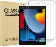 [3 Pack] ProCase iPad 10.2 9th Gen 2021/ 8th 2020/ 7th 2019 Screen Protector, Tempered Glass Screen Film Guard for 10.2" A2602/A2603/ A2270/A2428/ A2197/A2198 -Clear