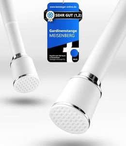 MEISENBERG Asta Telescopica per Tenda da Doccia, Estensibile 270-320 cm, Bianco, Acciaio Inox - Bastoni Tende a Pressione, Allungabili - Senza Foratura, per Bagno, Finestre, Armadio, Porta, Terrazza