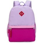 HawLander Little Kids Backpack, Toddler School Bag for Girls Aged 4 5 6 7 Years, with Chest Strap, Purple