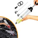 ZBGUN 1PC Manual Car Fluid Extractor Pump with Hose, 200CC Automotive Brake Oil Pump with Washer, Universal Vehicle Fluid Filler for Power Steering Transmission and Brake Fluid Change (Transparent)