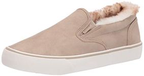 Lugz Women's Clipper LX Faux Fur Classic Slip-on Sneaker, Fawn/Cream/Off White, 8.5