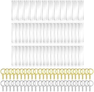 Bopfimer 150Pcs Acrylic Keychain Blank with Rings for Vinyl, Clear Key Chains Rectangle Acrylic Blanks for DIY Crafts and Project