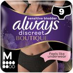 Always Discreet Boutique Incontinence Pants Women, Medium, Plus, 9 High Absorbency Pants, Odour Neutraliser, Dress Size 10-16, For Sensitive Bladder