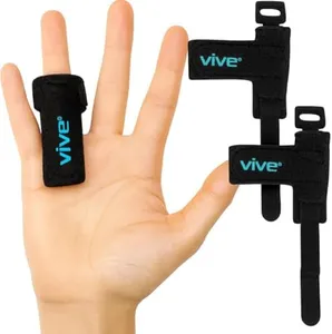 Vive Trigger Finger Splint Support Brace for Straightening Curved, Bent, Locked & Stenosing Tenosynovitis Hands - Tendon Release & Pain Relief (2-Pack, Black) - HSA/FSA Approved