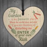 RED OCEAN My Garden Gardening Wooden Heart Funny Novelty Garden Shed Sign Plaque Friendship Enter Own Risk Gift