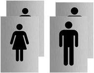 Haobase 4 Pcs Men & Women Symbol Toilet Sign Self Adhesive Vinyl Sticker (10 cm x 15 cm)