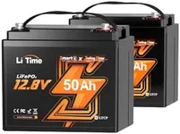 Litime(2-PACK)12V 50Ah TM Bluetooth LiFePO4 Battery,Lithium Deep Cycle Battery,Low Temperature Protection & 50A BMS, 4000+ Cycles, Perfect for Trolling Motors,Yacht, Marine, Boat,Fishing Finder