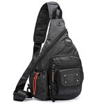 DDDH Large Sling Bag Riding Hiking Bag Nylon Single Shoulder Backpack For Men Women(Grid black)