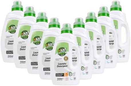 JUST GREEN ORGANIC Liquid Laundry Detergent, Plant-Based Laundry Soap, Non-Toxic, Hypoallergenic, Fragrance-Free, EcoCert Certified, Vegan, For Whites & Colors, 30 Washes, 50.7 fl oz (1500 ml) 9 Pack