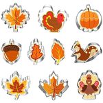 KEYIDO 10 Pcs Autumn Cookie Cutters Stainless Steel Biscuit Pastry Cutter Set Squirrel Maple Leaf Turkey Pumpkin Acorn Oak Leaf Shape Cookie Cutter for Fall Thanksgiving Party Baking Decorations